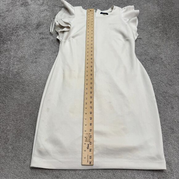 Tommy Hilfiger Ruffle Flutter Sleeve Sheath Pencil Dress Womens 12 White Classic - Picture 14 of 16